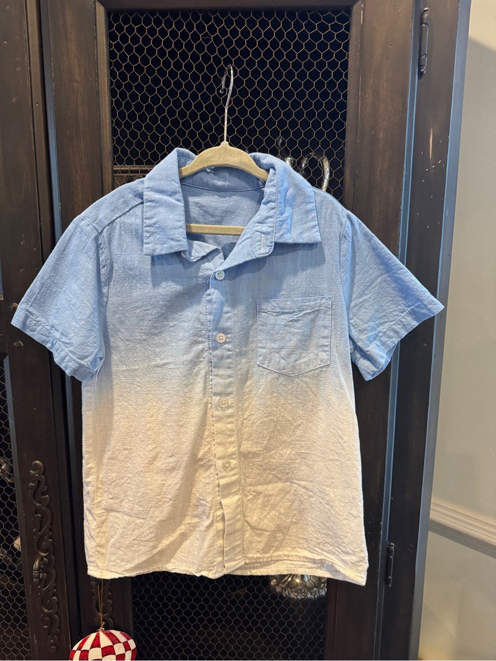 Casual Ombre Short-Sleeve Shirt - Blue to White